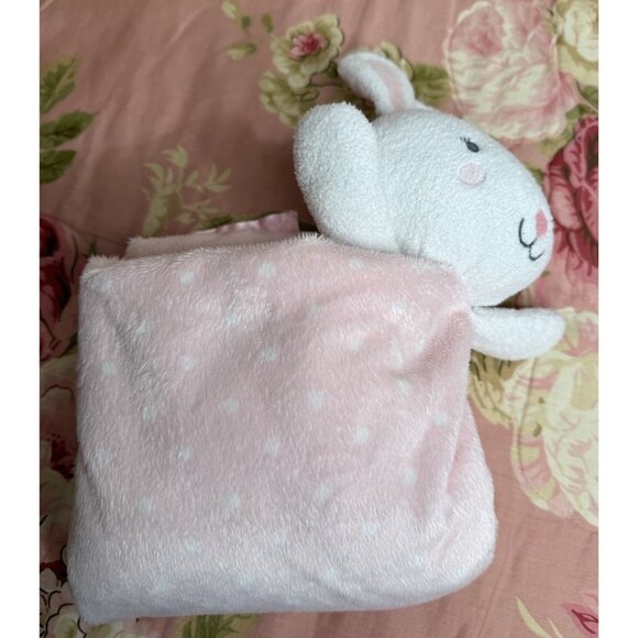 Cloud Island Pink White Polka Dot Bunny Satin Lg  Baby Security Blanket Gift HTF - Picture 12 of 14